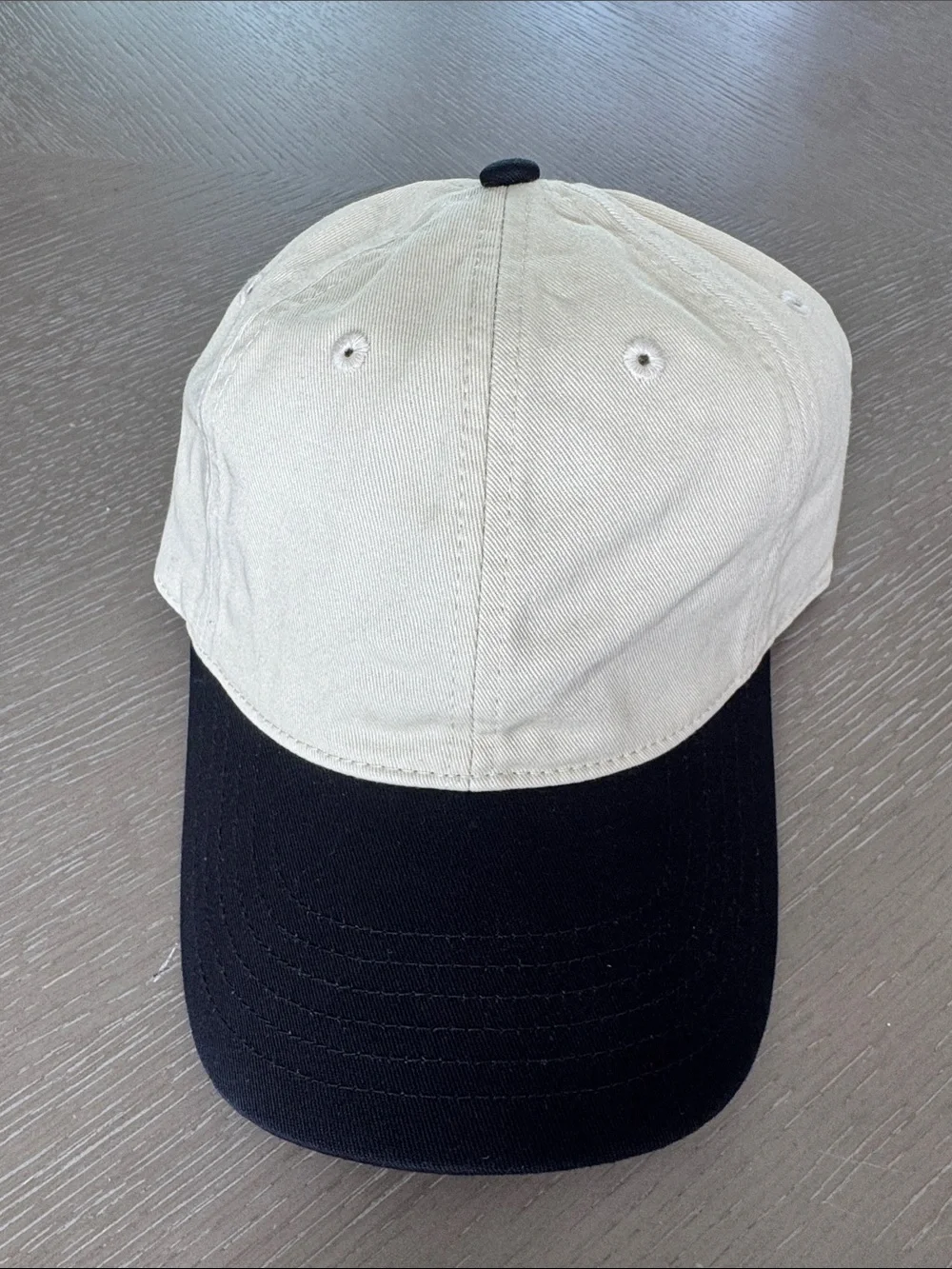 New Two-Tone Baseball Cap - Cream Crown with Black Brim